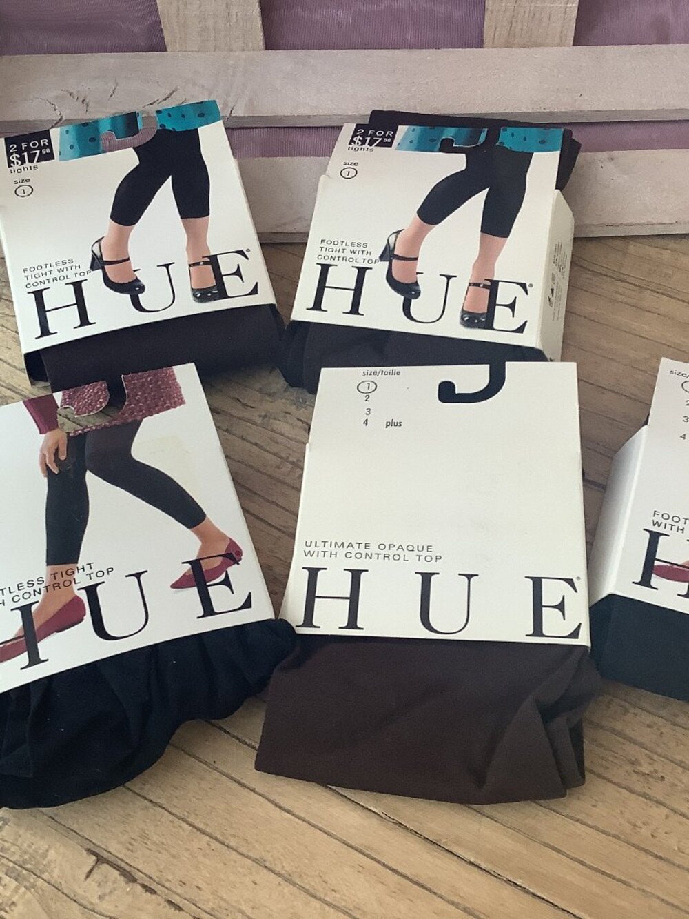 Set of 5 HUE Footless Tights Size 1 (Small)